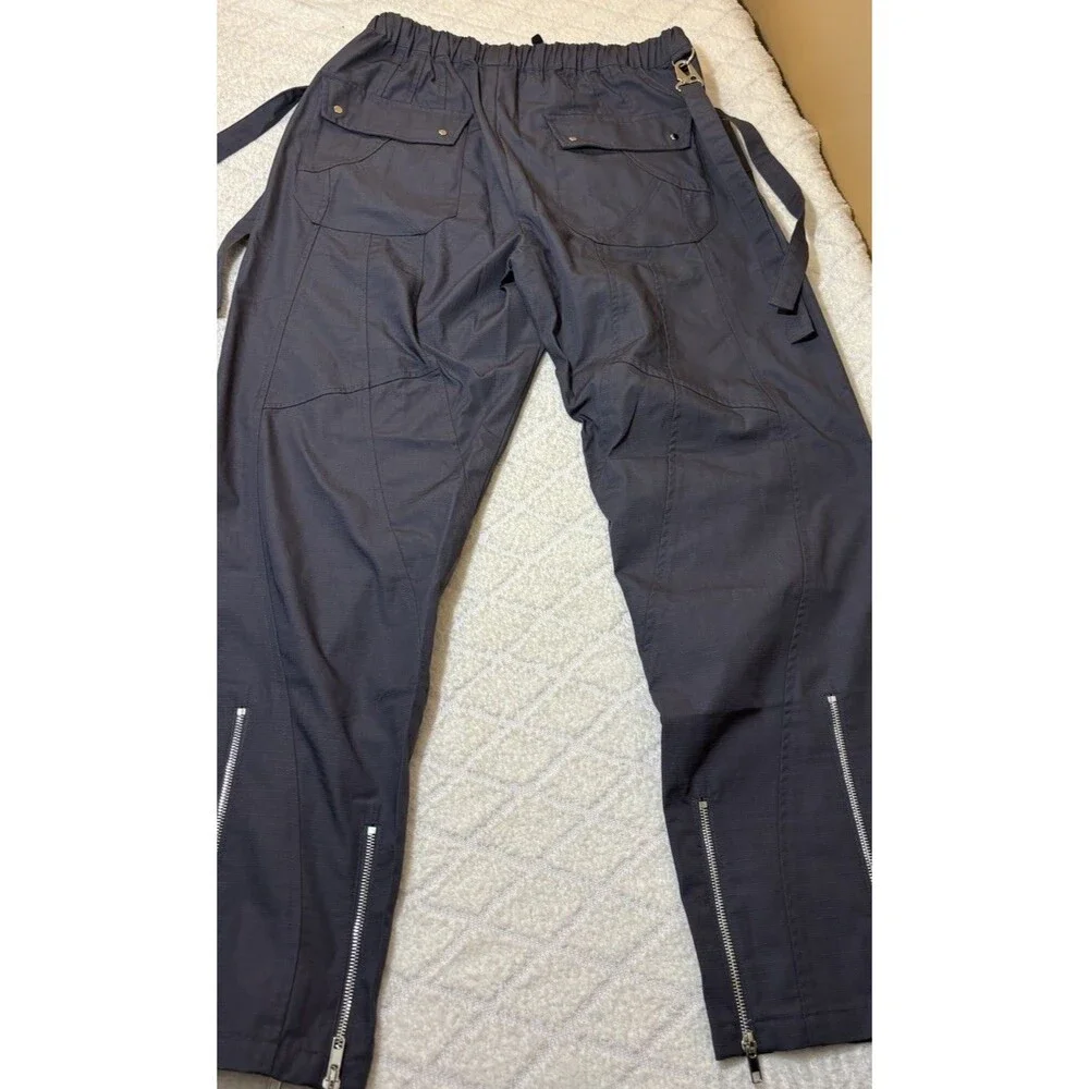 New Sui Generis Designer Grunge Streetwear Zippers Clips Windbreaker Pants Large